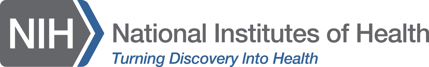 National Institutes of Health logo with letters N I H and Turning discovery into Health slogan